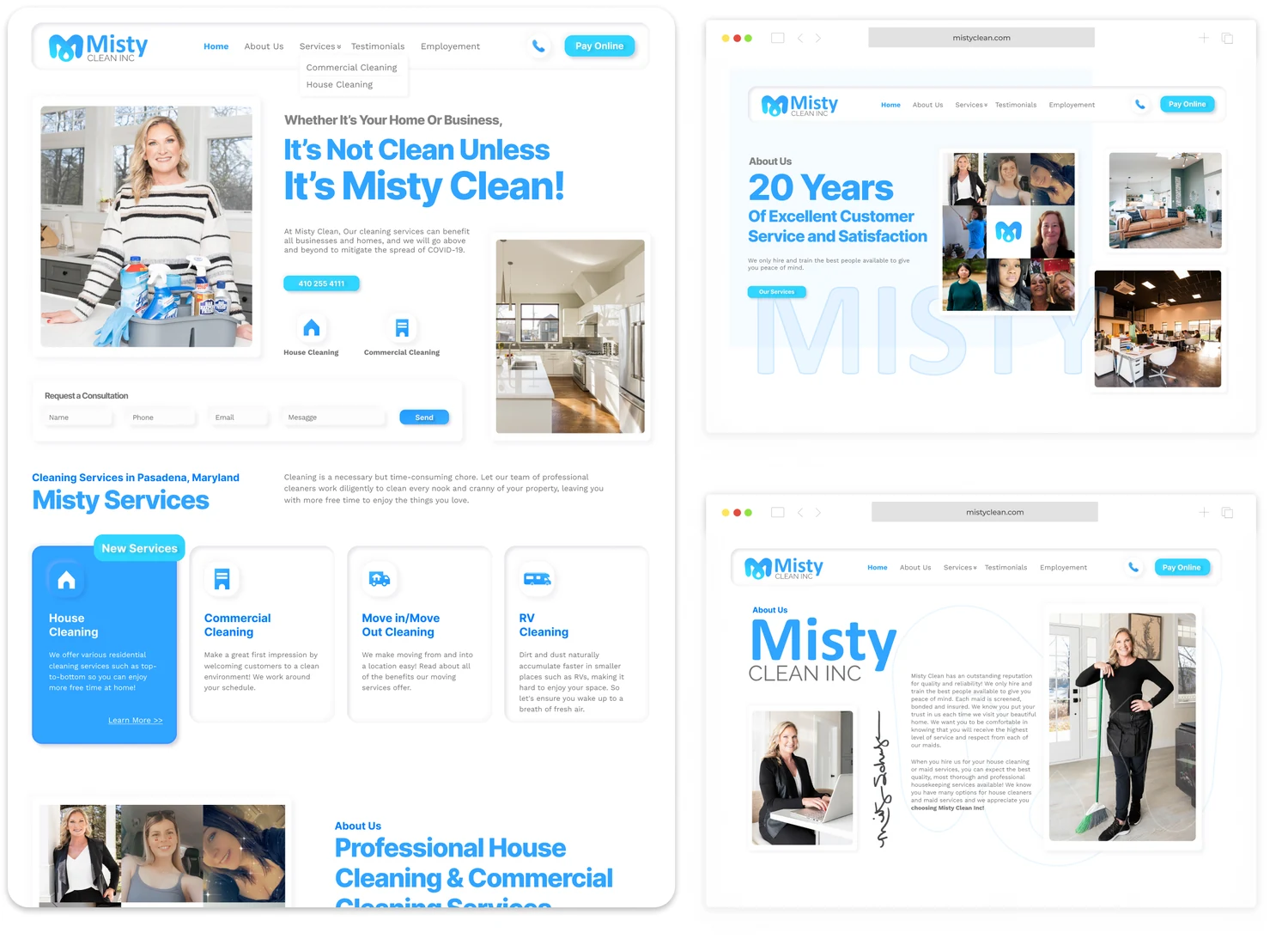 Misty Clean new website after QA Digital Partners