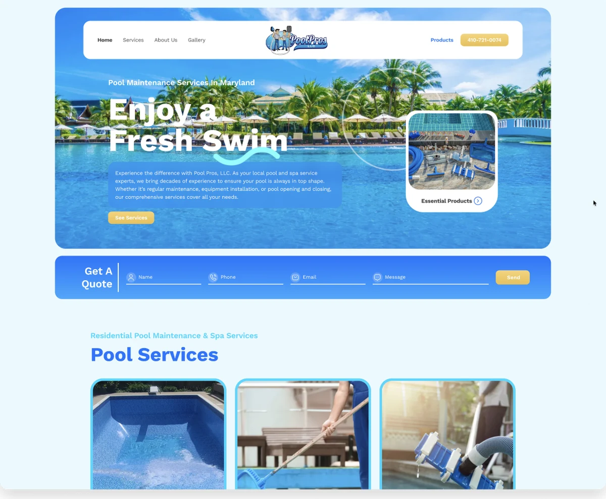 Pool Pros brand work by QA Digital Partners