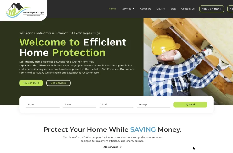 Attic Repair Guys custom website designed by QA Digital Partners