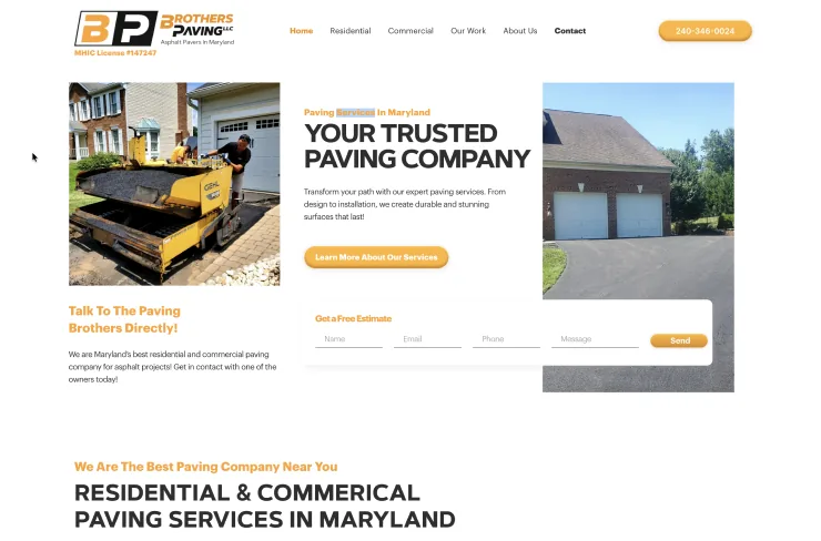 Brothers Paving LLC custom website designed by QA Digital Partners
