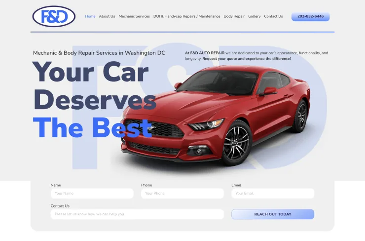 FD Auto Repair DC custom website designed by QA Digital Partners