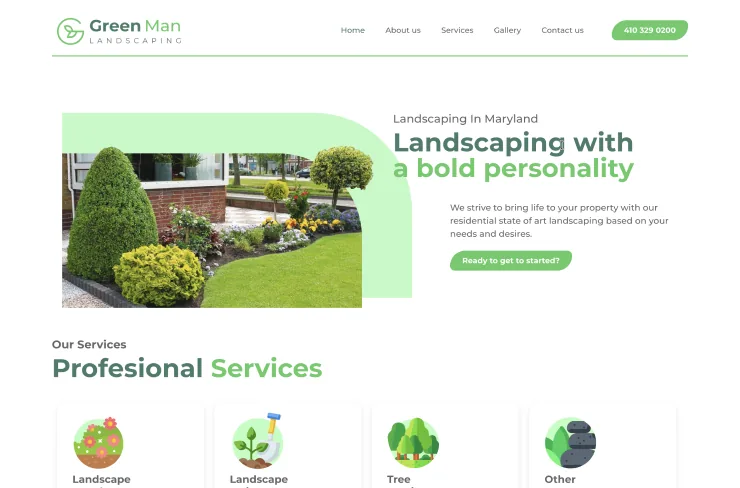 Greenman Landscaping custom website designed by QA Digital Partners